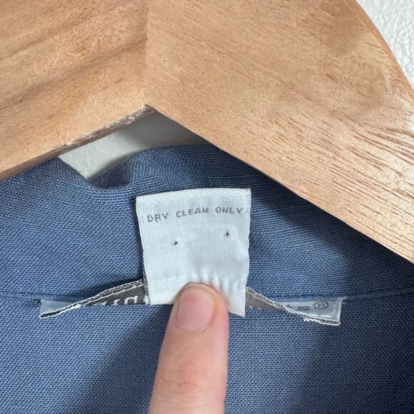 Natural Instincts Button Down Long Linen Blend Blue Coastal Dress Size 8 - Picture 4 of 8